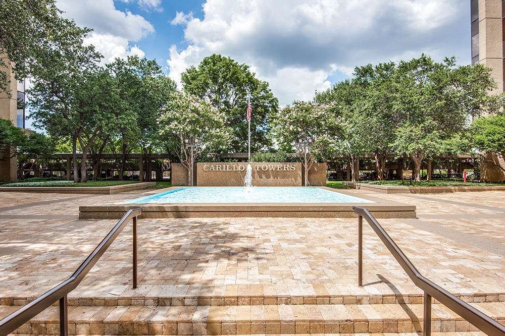 Carillon Towers courtyard with fountain